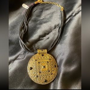 Joan Rivers Black and Gold Medallions Necklace